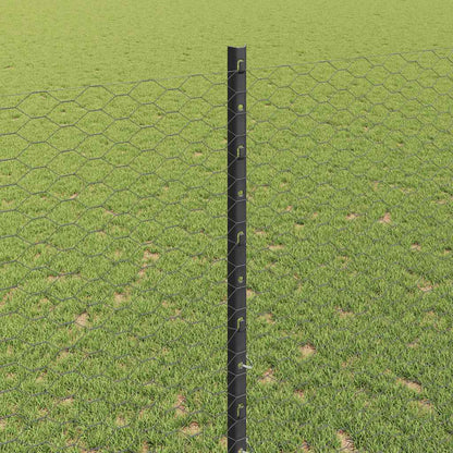 Zaun mit Pfosten Grau 1,4 x 10 m Stahl