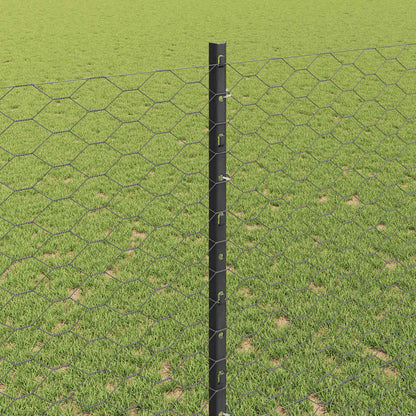 Zaun mit Pfosten Grau 1,4 x 10 m Stahl