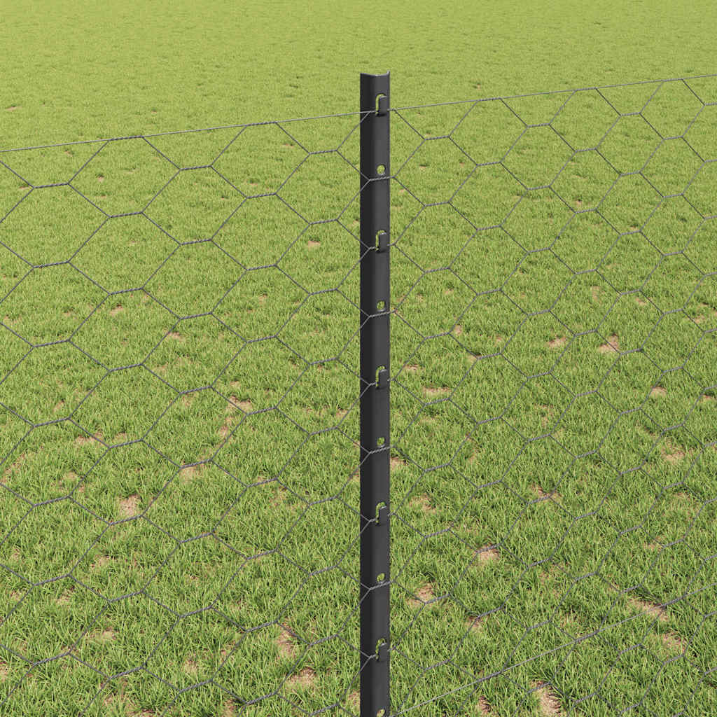 Zaun mit Pfosten Grau 1,4 x 10 m Stahl