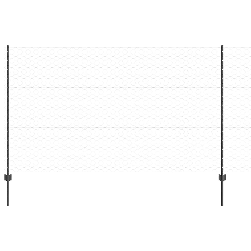 Zaun mit Pfosten Grau 1.4 x 10 m Stahl