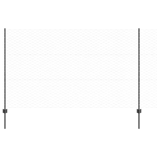 Zaun mit Pfosten Grau 1.4 x 10 m Stahl