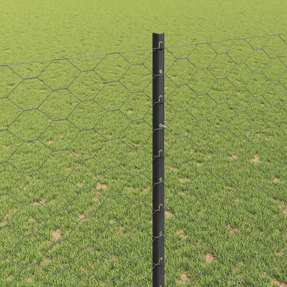 Zaun mit Pfosten Grau 1,5 x 10 m Stahl