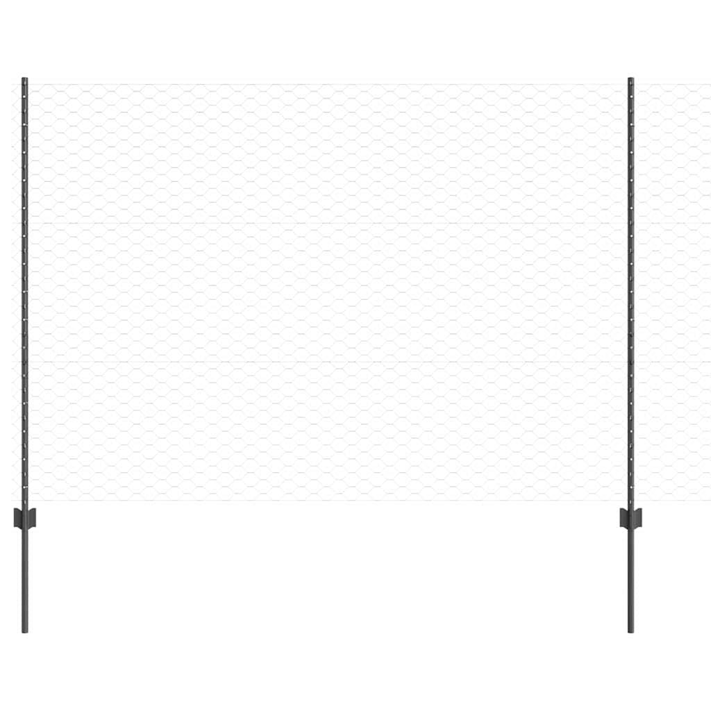 Zaun mit Pfosten Grau 1.5 x 10 m Stahl