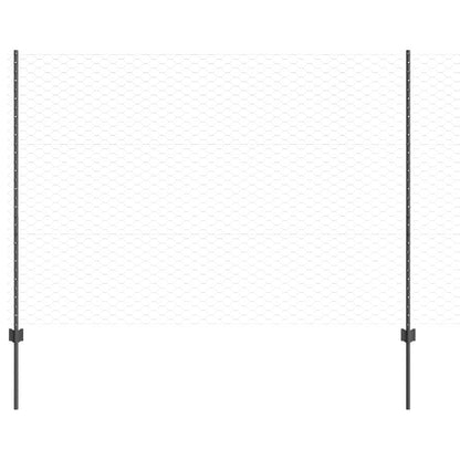 Zaun mit Pfosten Grau 1.5 x 10 m Stahl