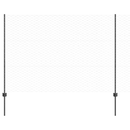 Zaun mit Pfosten Grau 1.5 x 10 m Stahl