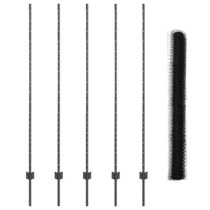Zaun mit Pfosten Grau 1.5 x 10 m Stahl