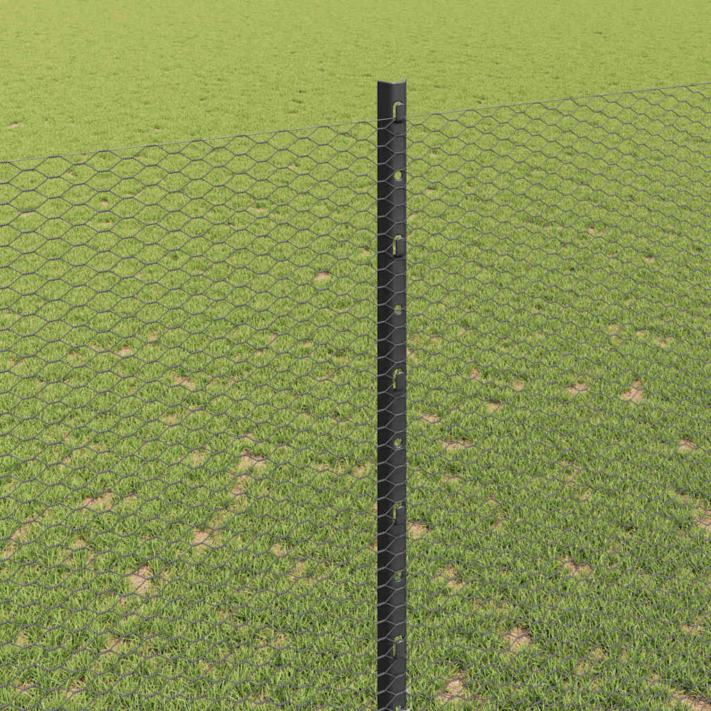 Zaun mit Pfosten Grau 1,6 x 10 m Stahl