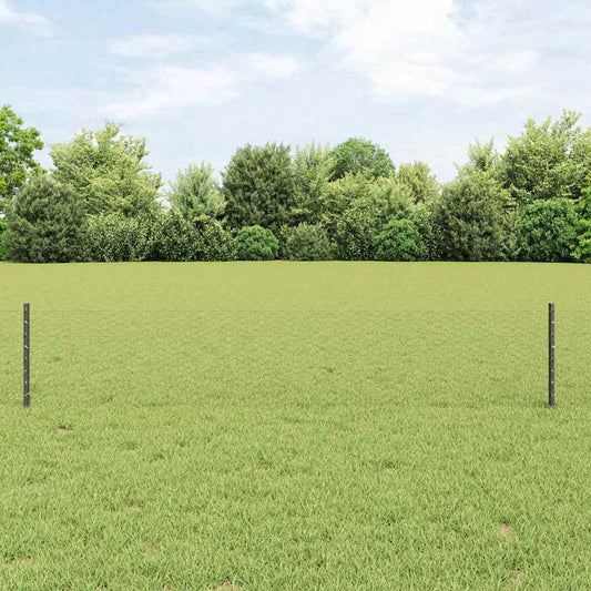 Zaun mit Pfosten Grau 0,4 x 25 m Stahl