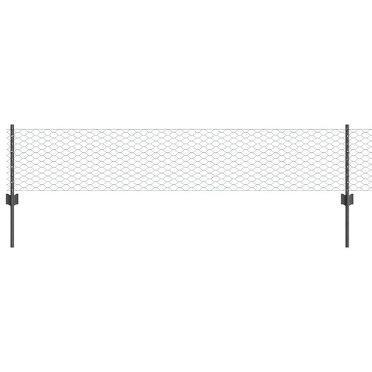 Zaun mit Pfosten Grau 0,4 x 25 m Stahl