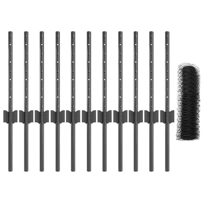 Zaun mit Pfosten Grau 0,4 x 25 m Stahl