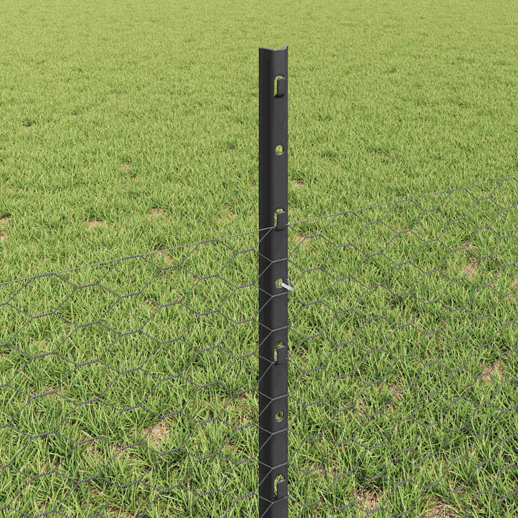Zaun mit Pfosten Grau 0,5 x 25 m Stahl