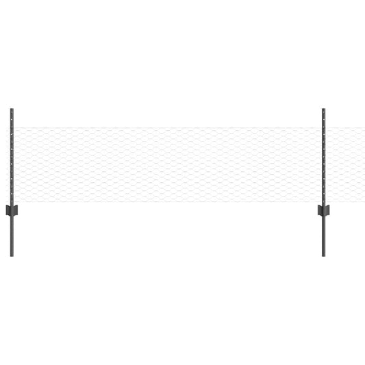 Zaun mit Pfosten Grau 0,5 x 25 m Stahl