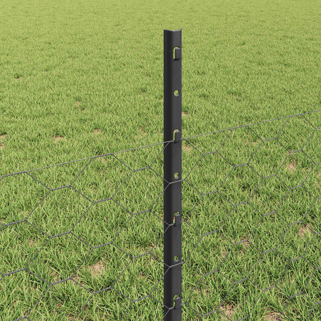 Zaun mit Pfosten Grau 0,5 x 25 m Stahl