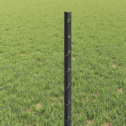 Zaun mit Pfosten Grau 0,5 x 25 m Stahl