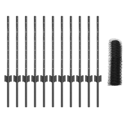 Zaun mit Pfosten Grau 0,5 x 25 m Stahl