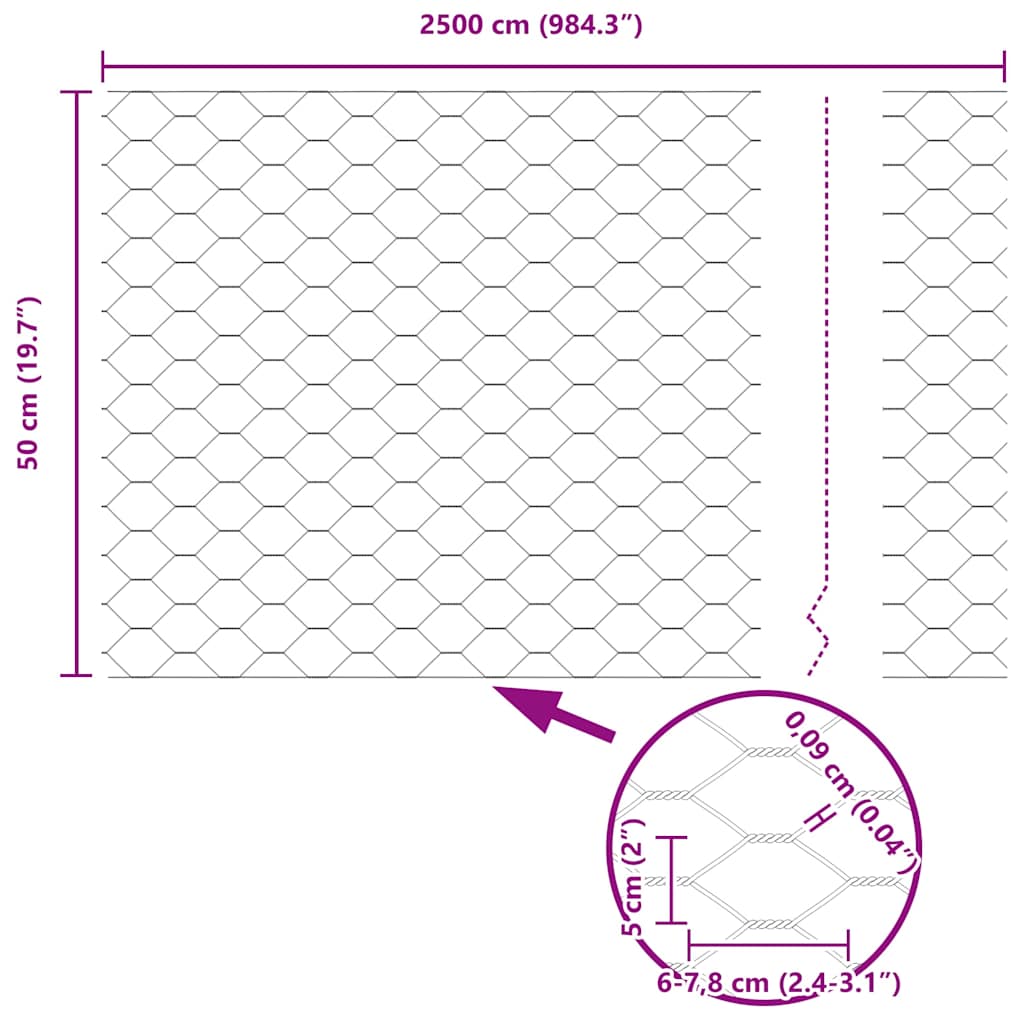 Zaun mit Pfosten Grau 0,5 x 25 m Stahl