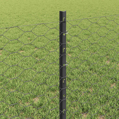 Zaun mit Pfosten Grau 0,6 x 25 m Stahl