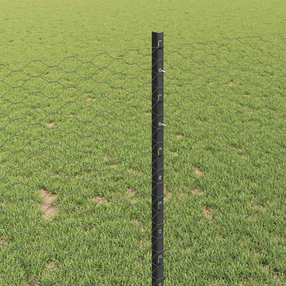 Zaun mit Pfosten Grau 1 x 25 m Stahl