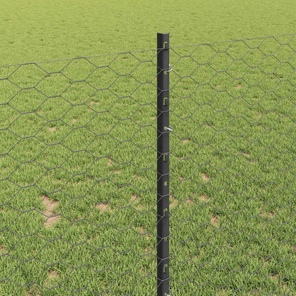 Zaun mit Pfosten Grau 1 x 25 m Stahl