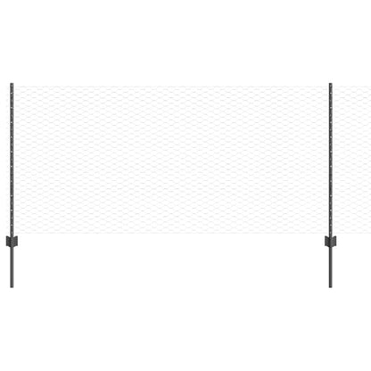 Zaun mit Pfosten Grau 1 x 25 m Stahl