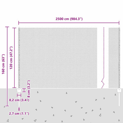 Zaun mit Pfosten Grau 1.2 x 25 m Stahl