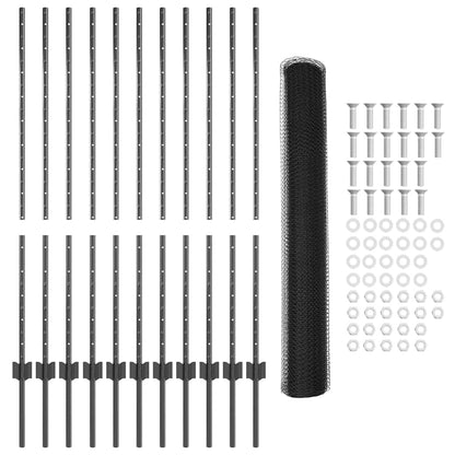 Zaun mit Pfosten Grau 1.2 x 25 m Stahl