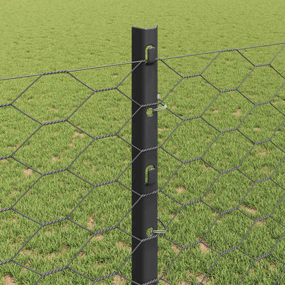 Zaun mit Pfosten Grau 1,2 x 25 m Stahl