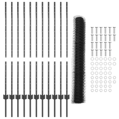 Zaun mit Pfosten Grau 1.2 x 25 m Stahl