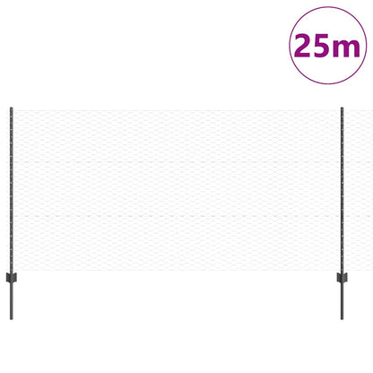 Zaun mit Pfosten Grau 1.2 x 25 m Stahl