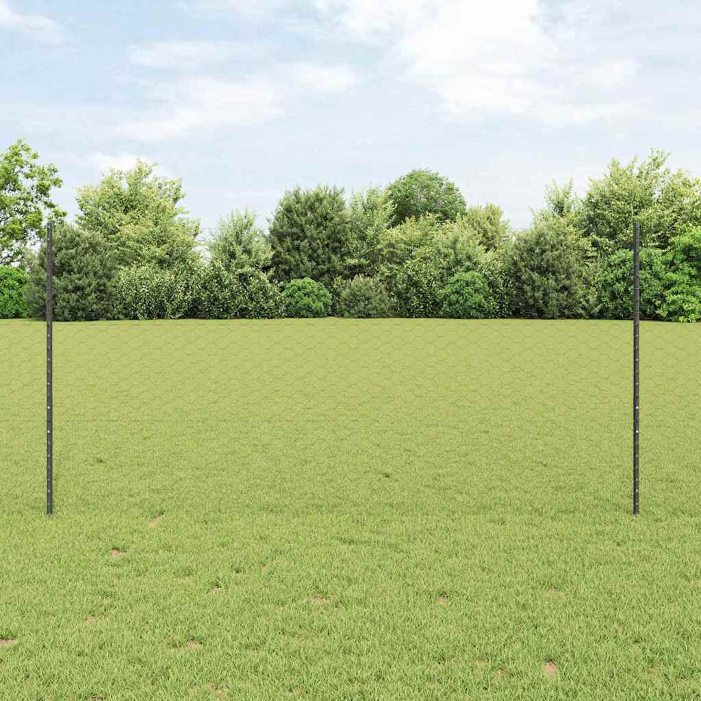 Zaun mit Pfosten Grau 1.2 x 25 m Stahl