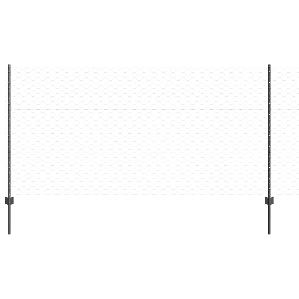 Zaun mit Pfosten Grau 1.2 x 25 m Stahl