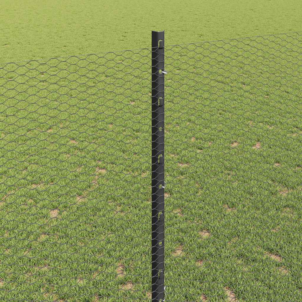 Zaun mit Pfosten Grau 1,4 x 25 m Stahl