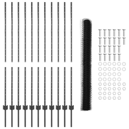 Zaun mit Pfosten Grau 1.4 x 25 m Stahl