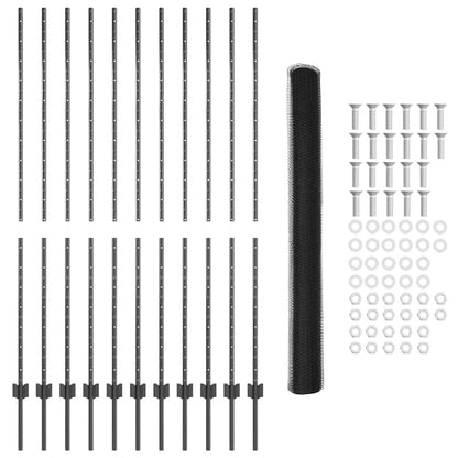 Zaun mit Pfosten Grau 1.5 x 25 m Stahl