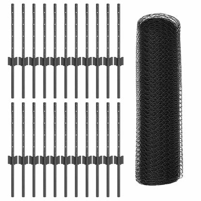 Zaun mit Pfosten Grau 0.4 x 50 m Stahl