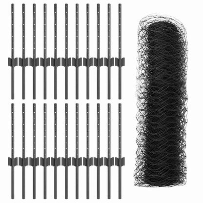 Zaun mit Pfosten Grau 0.4 x 50 m Stahl