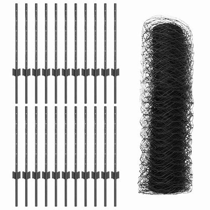 Zaun mit Pfosten Grau 0,5 x 50 m Stahl