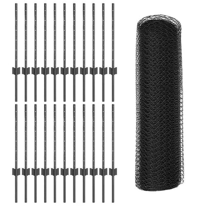 Zaun mit Pfosten Grau 0.6 x 50 m Stahl