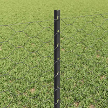 Zaun mit Pfosten Grau 0,6 x 50 m Stahl