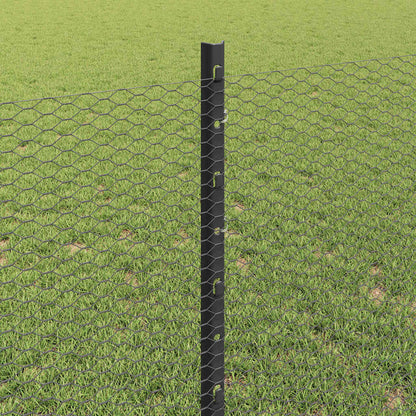 Zaun mit Pfosten Grau 0,8 x 50 m Stahl