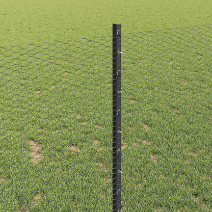 Zaun mit Pfosten Grau 1 x 50 m Stahl