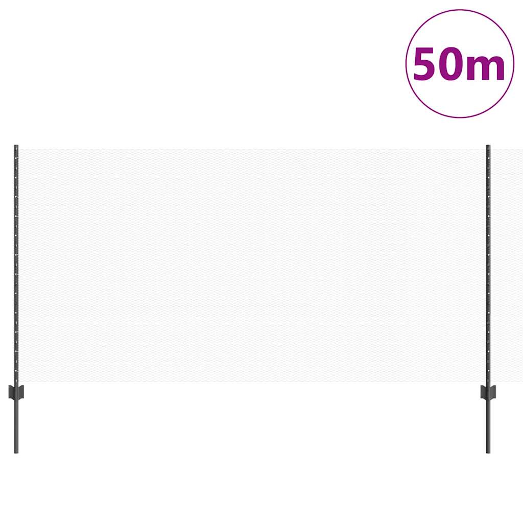 Zaun mit Pfosten Grau 1.2 x 50 m Stahl