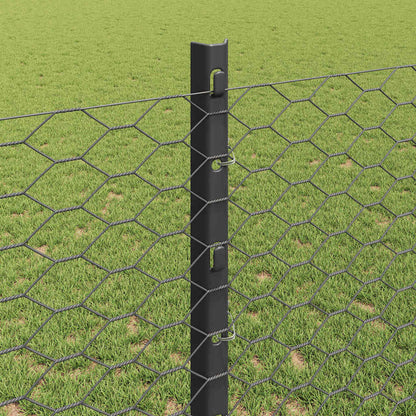 Zaun mit Pfosten Grau 1,2 x 50 m Stahl