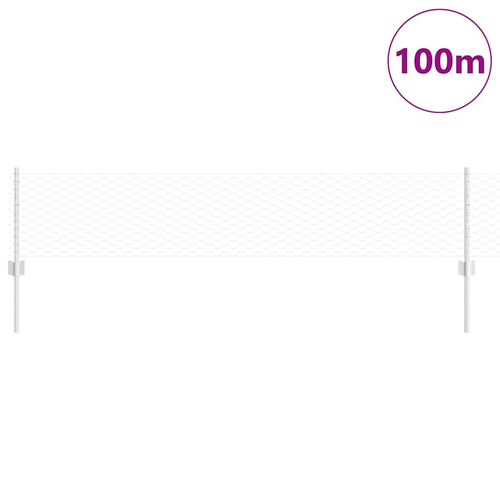 Zaun mit Pfosten Grau 0,4 x 100 m Stahl