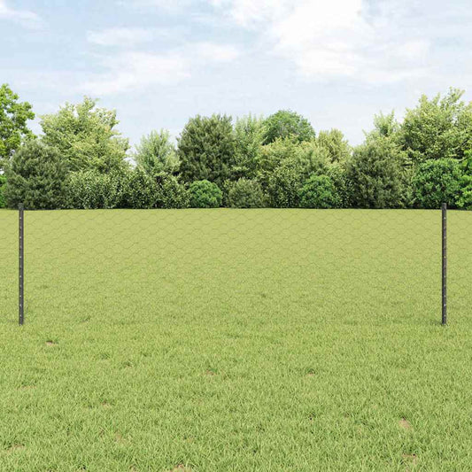 Zaun mit Pfosten Grau 0,6 x 100 m Stahl