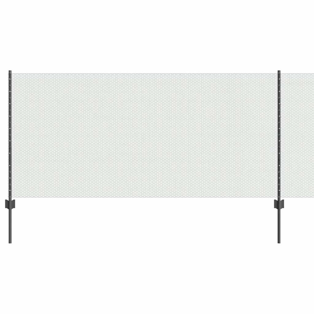 Zaun mit Pfosten Grau 1 x 100 m Stahl