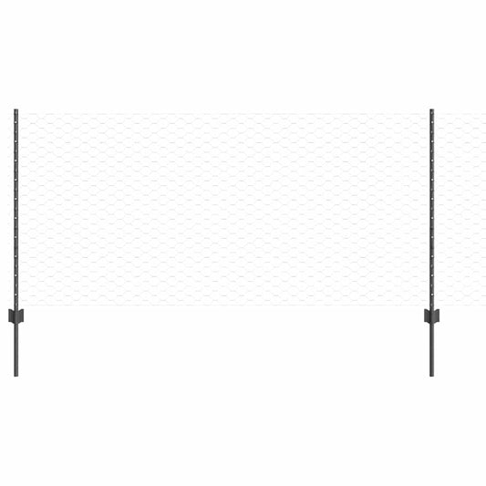 Zaun mit Pfosten Grau 1 x 100 m Stahl