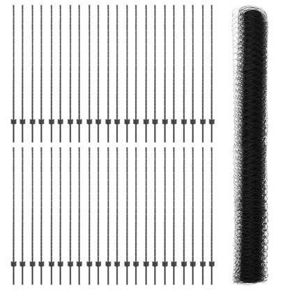 Zaun mit Pfosten Grau 1.6 x 100 m Stahl