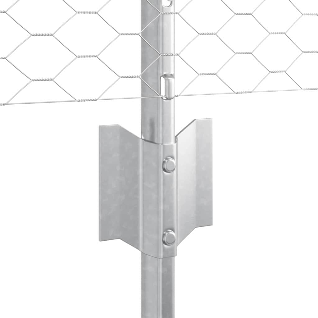 Zaun mit Pfosten Silber 0,4 x 10 m Stahl