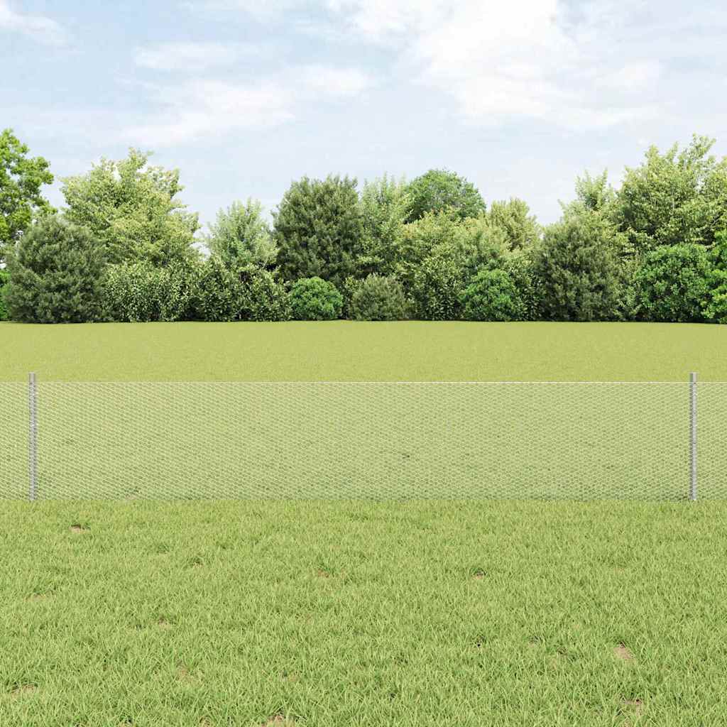 Zaun mit Pfosten Silber 0,4 x 10 m Stahl